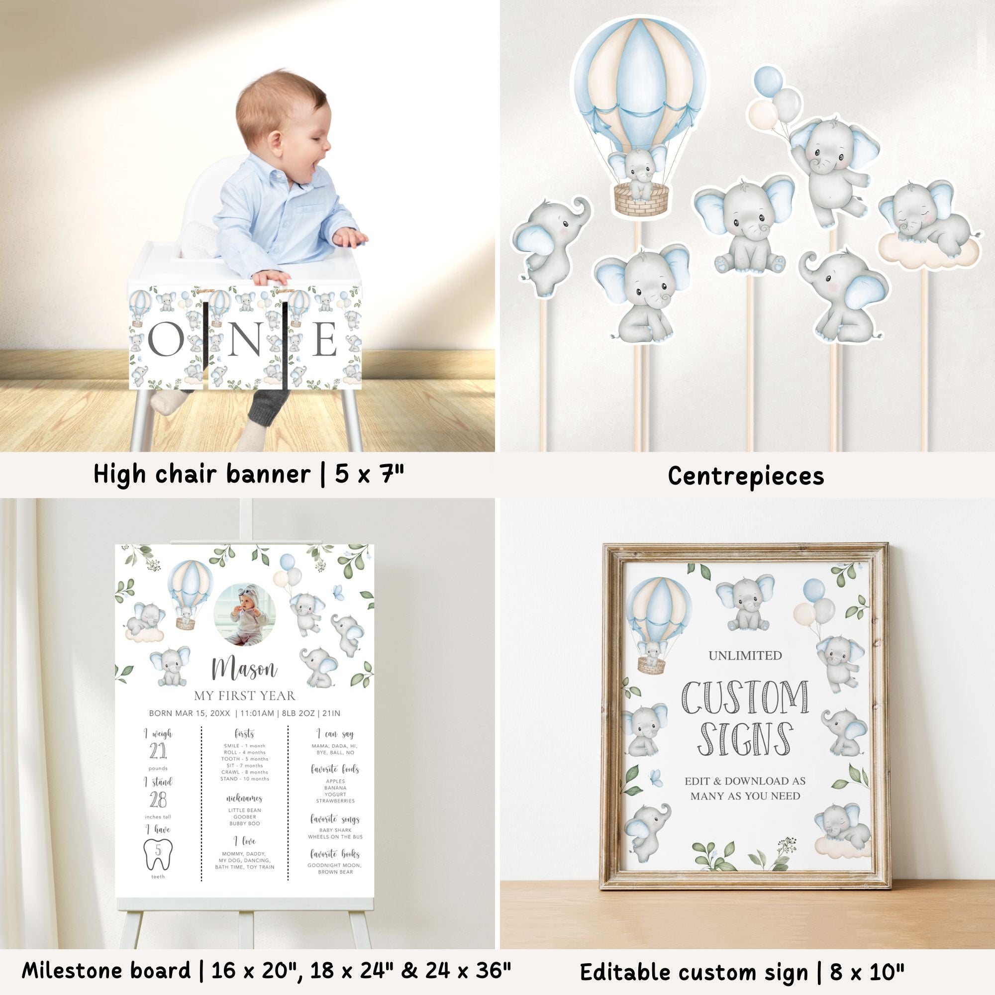 Elephants 1st Birthday Bundle