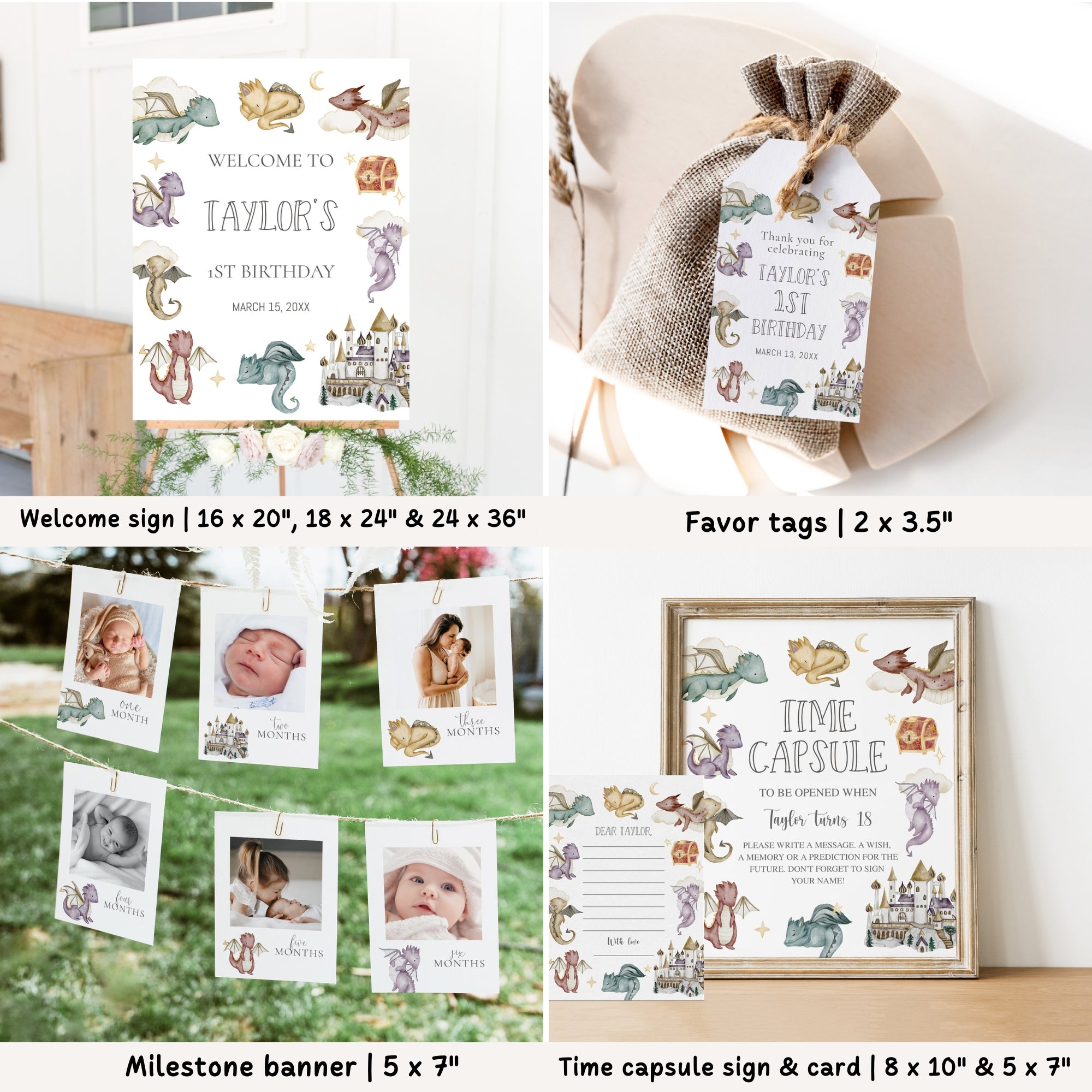 Fairytale Dragon 1st Birthday Bundle
