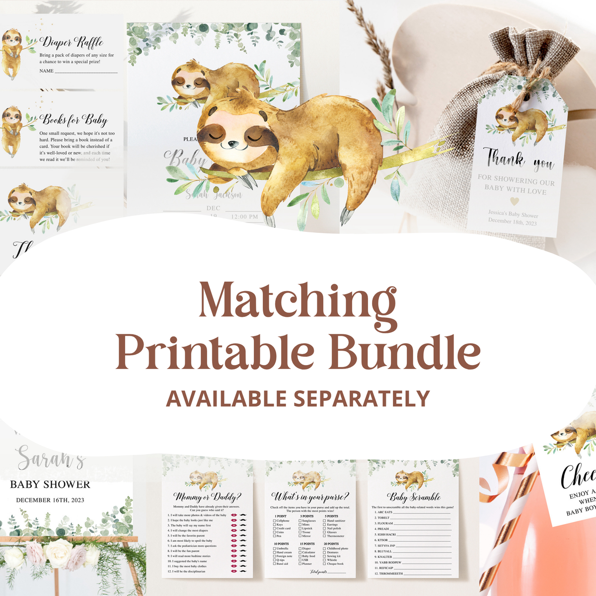 Sloth Baby Shower Invitation Website