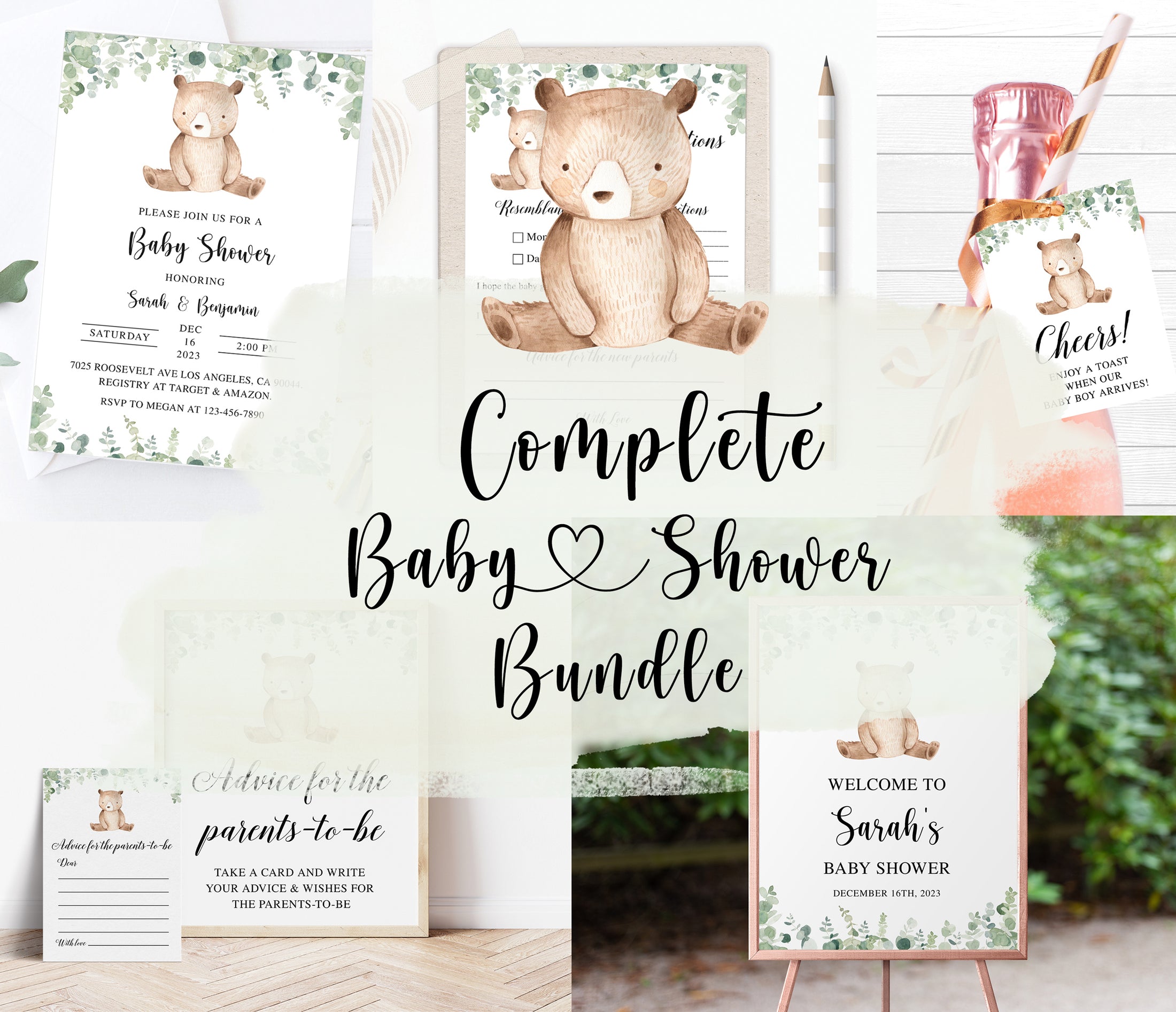 Complete Bear Baby Shower Bundle