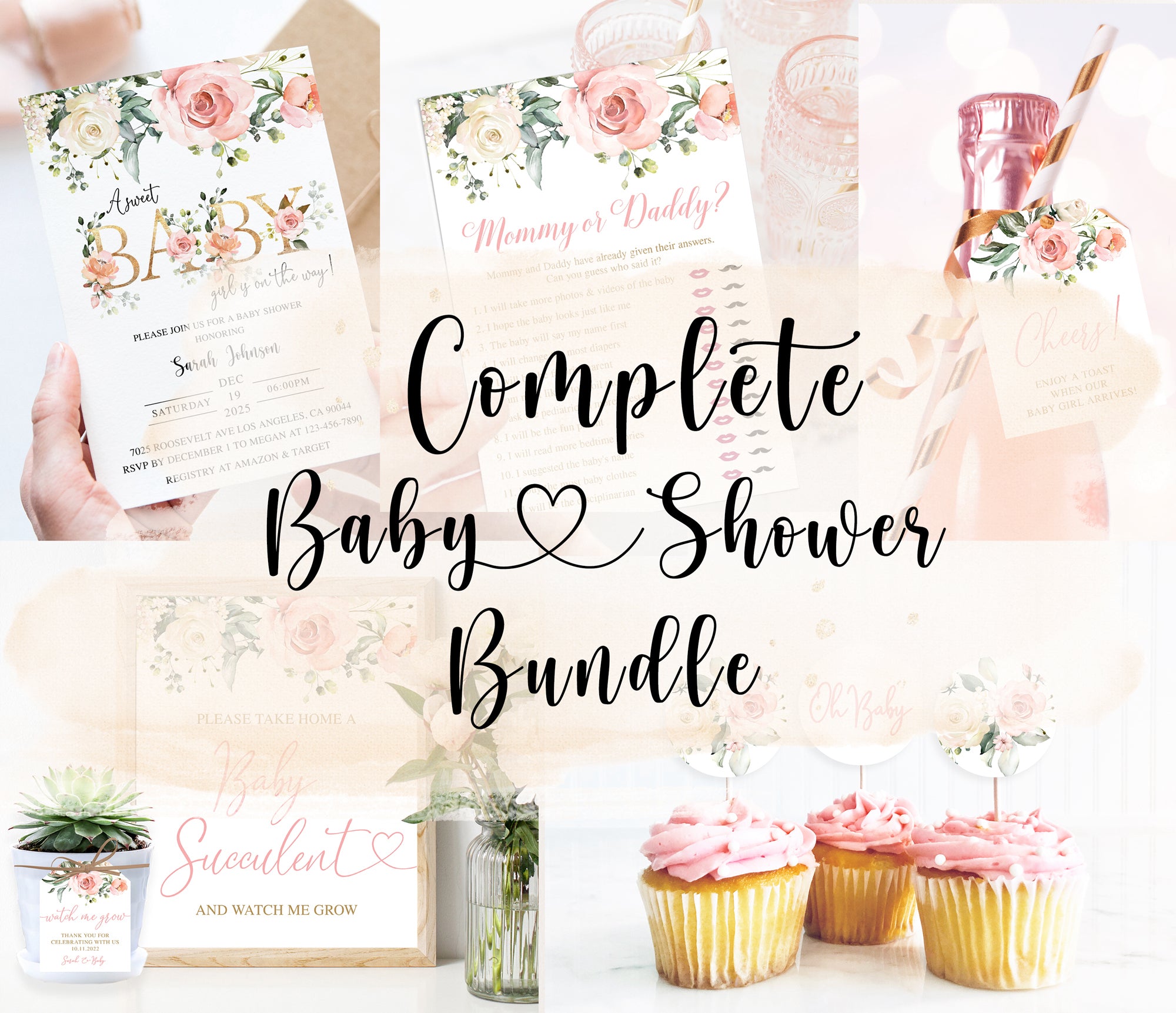 Complete Floral Baby Shower Bundle