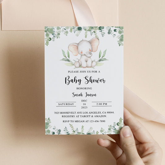 Elephant Baby Shower Invite