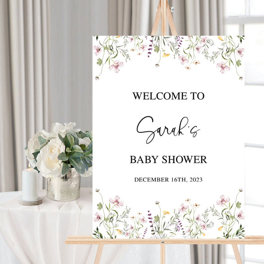 Wildflower Baby Shower Welcome Sign