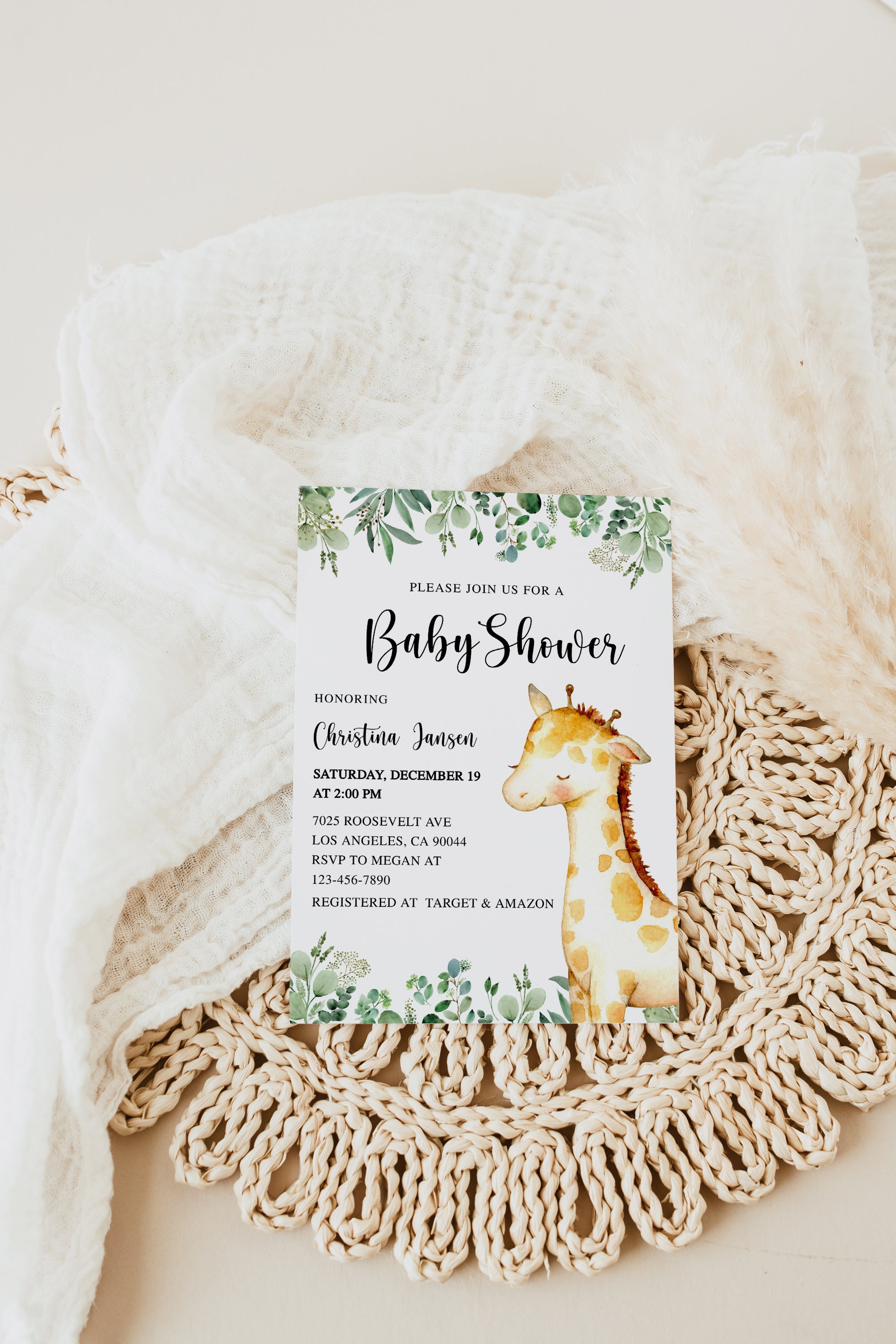 Giraffe Baby Shower Invite