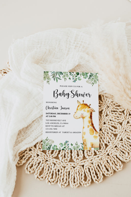 Giraffe Baby Shower Invite