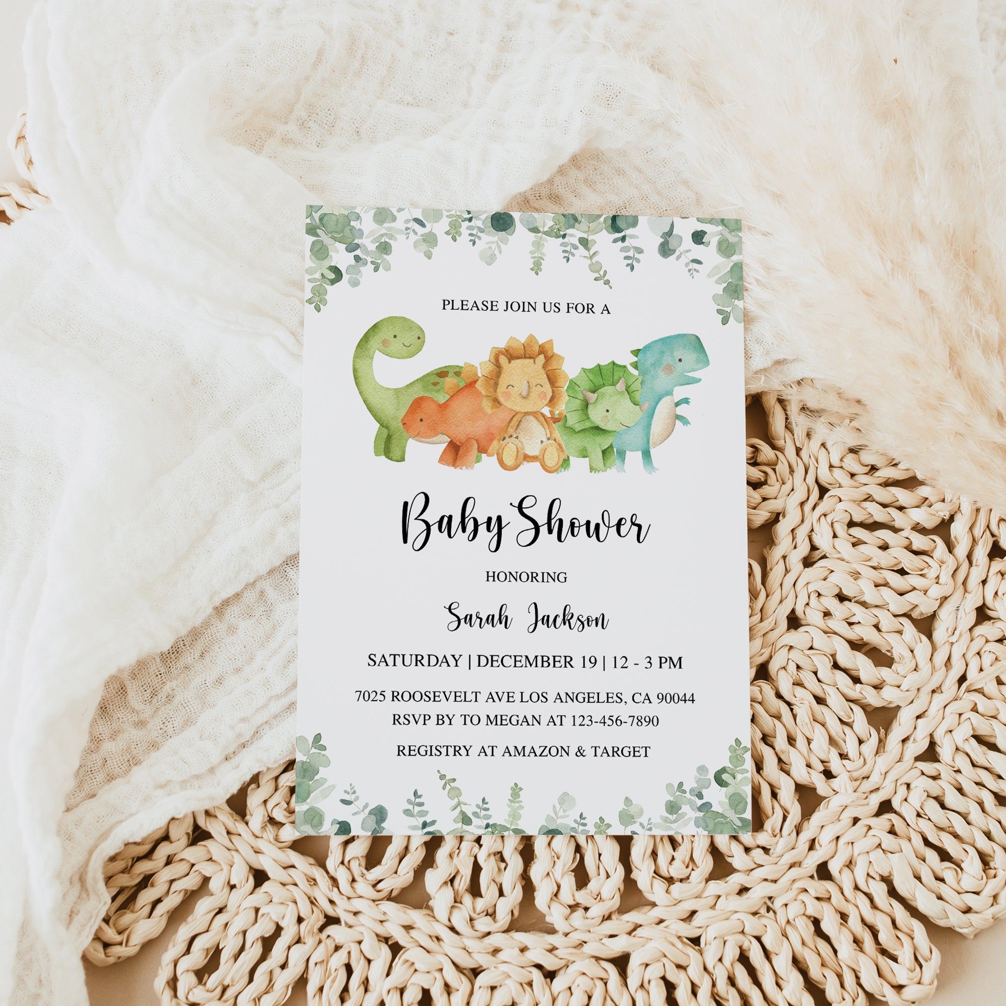 Dinosaur Baby Shower Invite