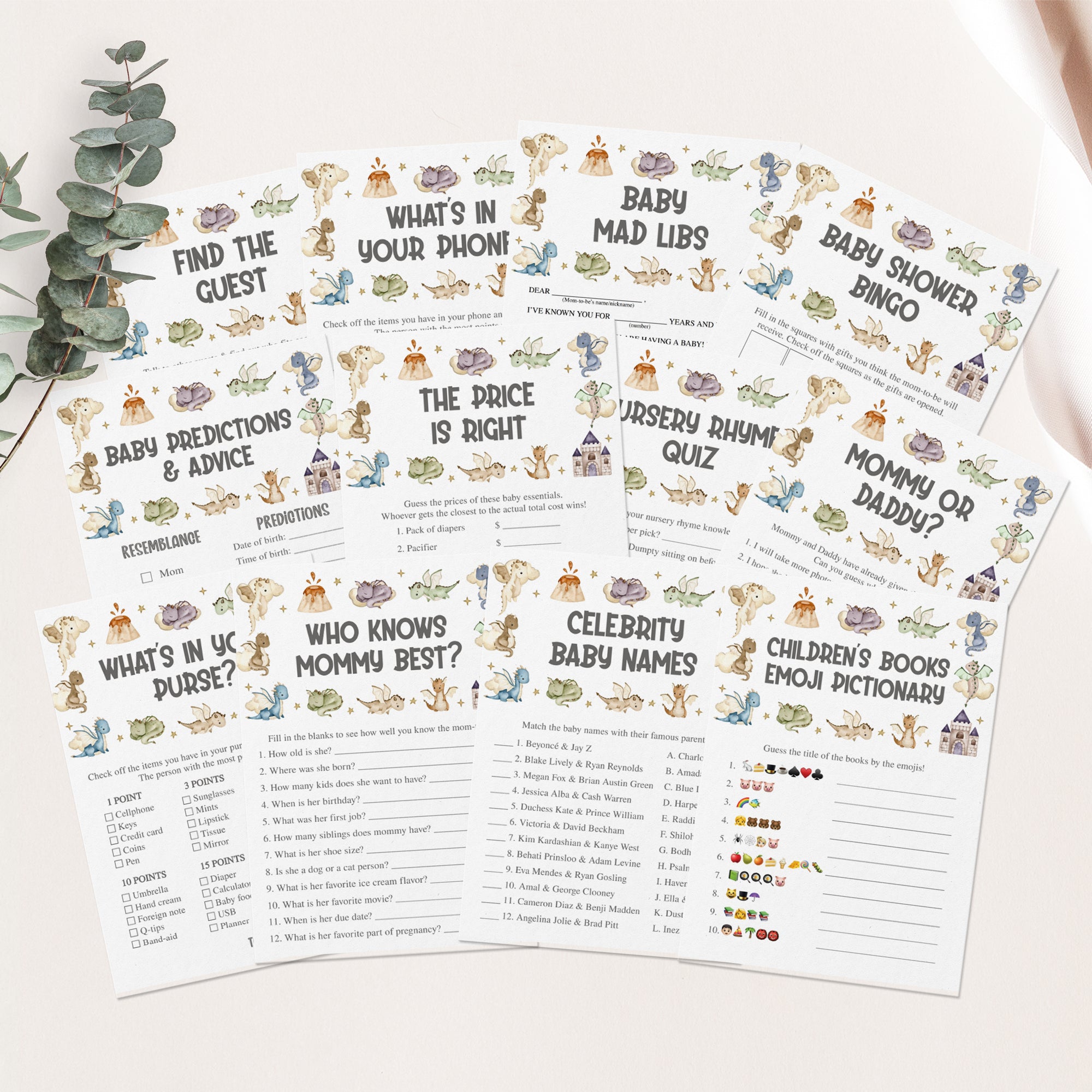 14 Colorful Dragon Baby Shower Games
