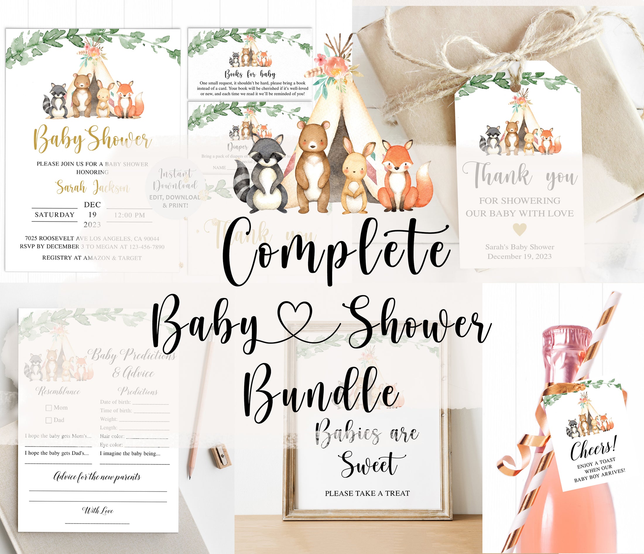 Complete Woodland Baby Shower Bundle