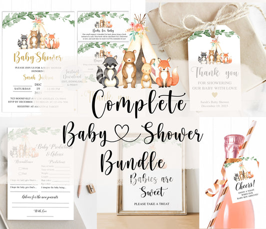 Complete Woodland Baby Shower Bundle