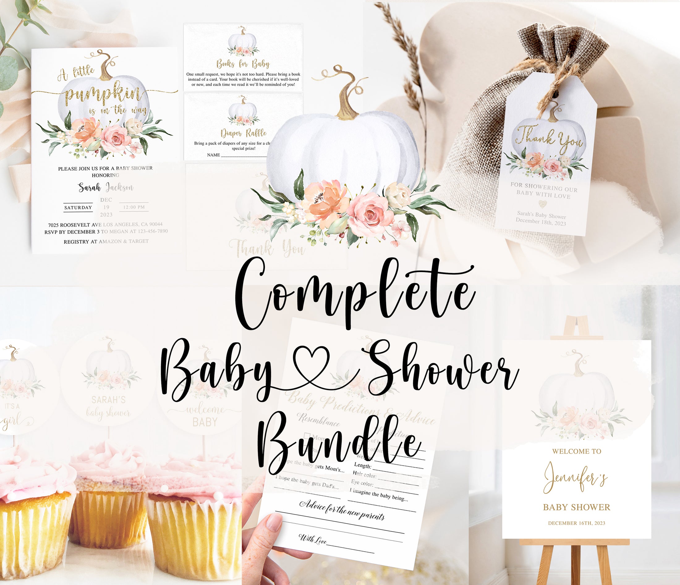 Complete Pumpkin Baby Shower Bundle