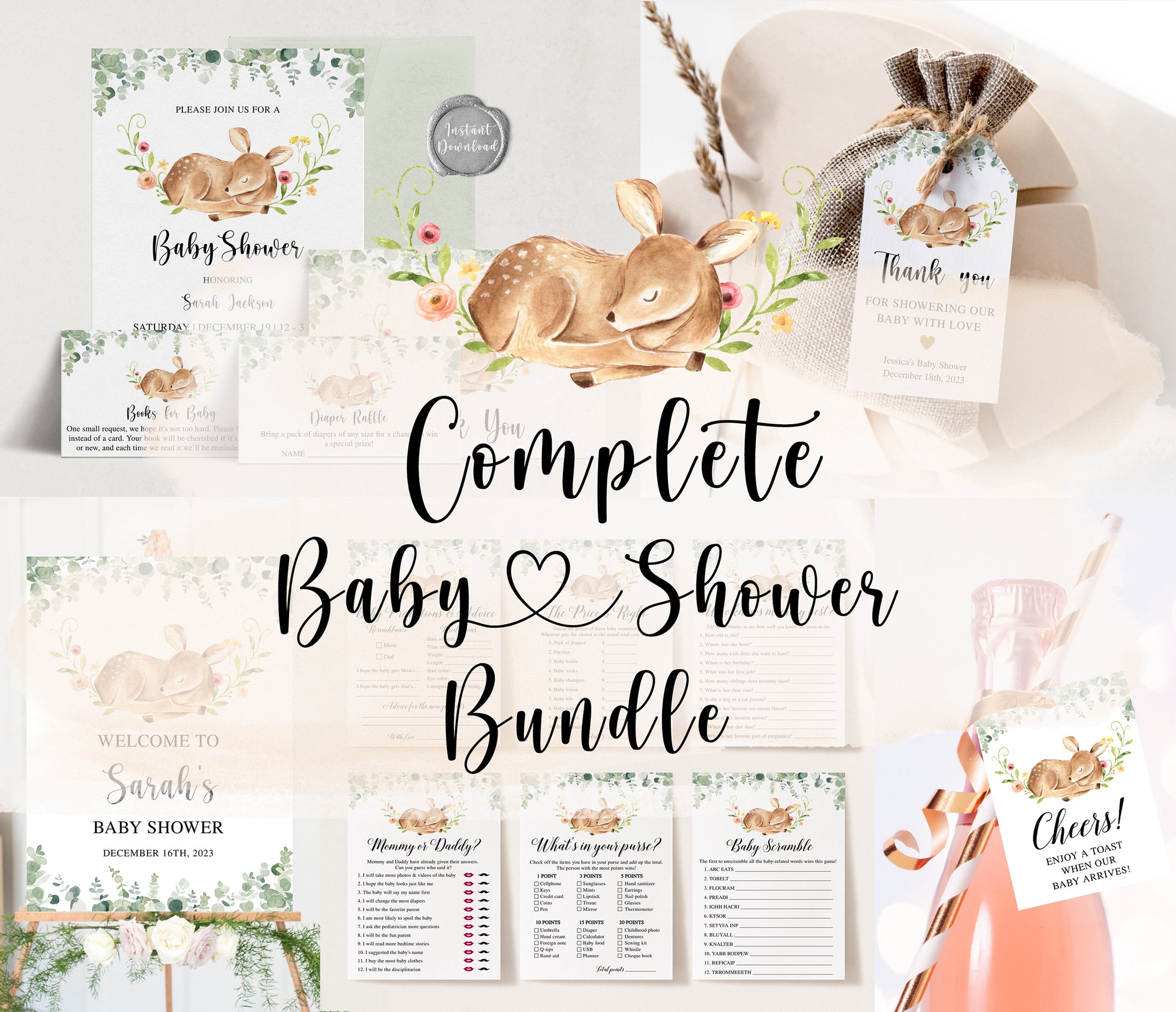 Complete Deer Baby Shower Bundle