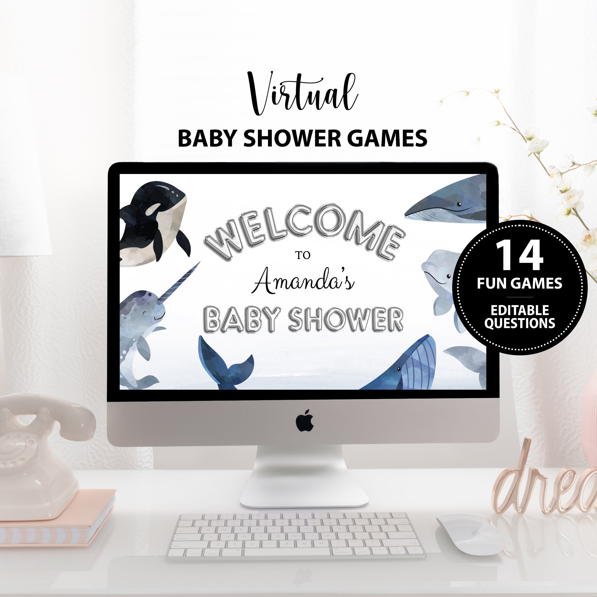 Whales Virtual Baby Shower Games