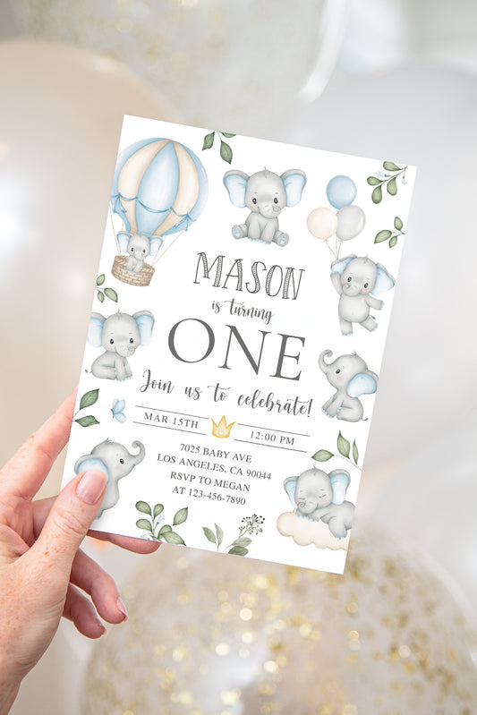 Elephants Birthday Invite