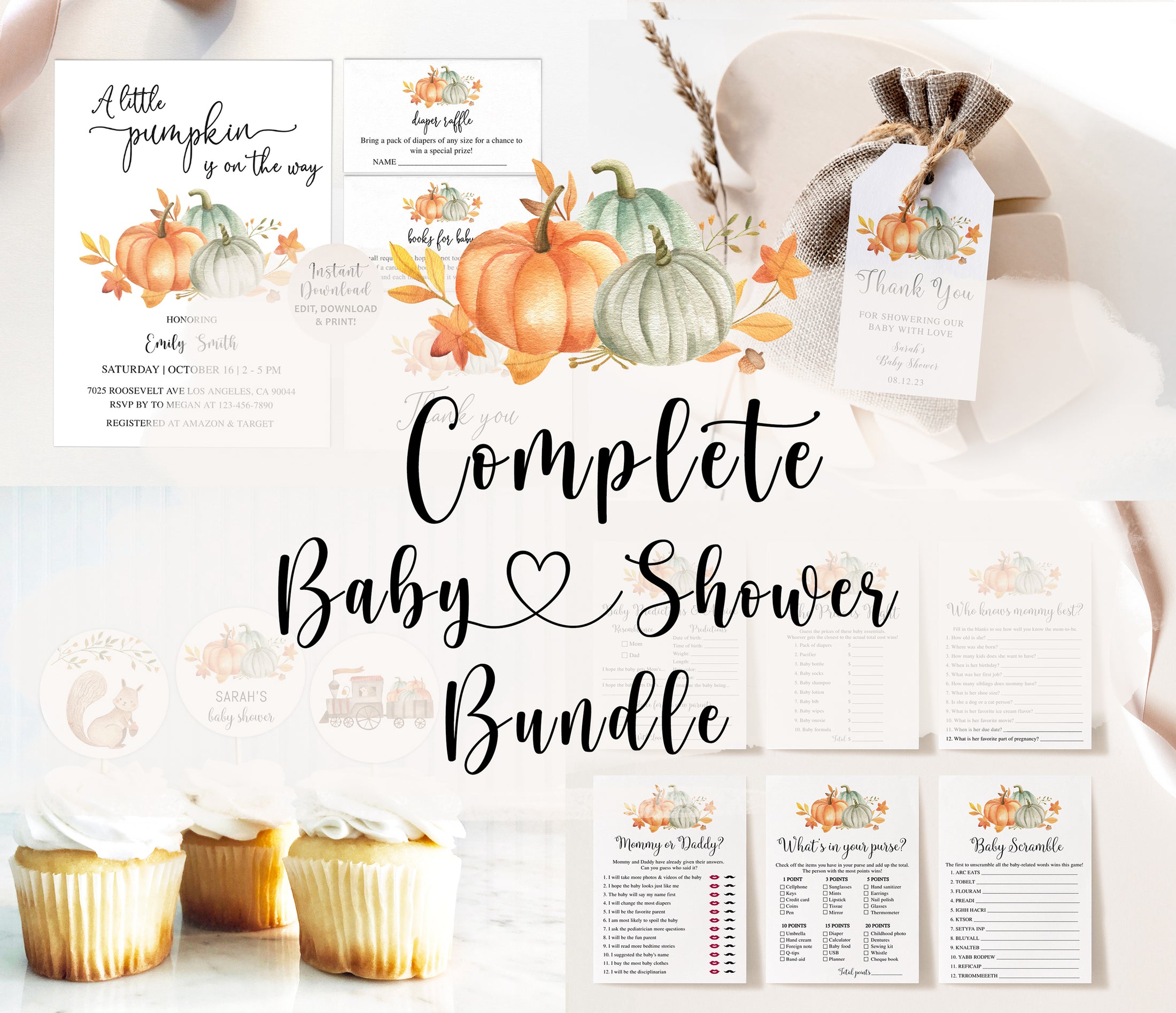 Complete Pumpkin Baby Shower Bundle