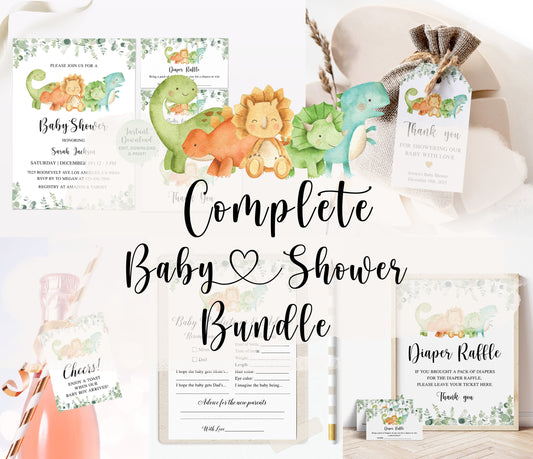 Complete Dinosaur Baby Shower Bundle