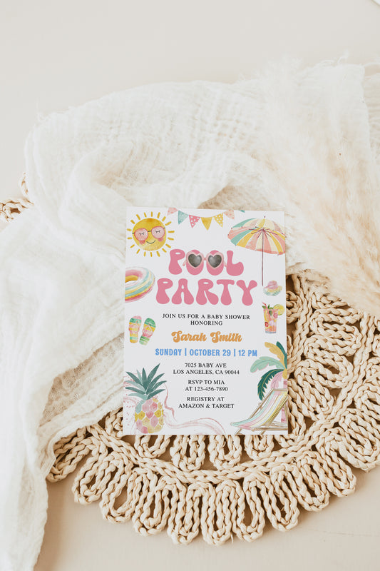 Pool Party Baby Shower Invite