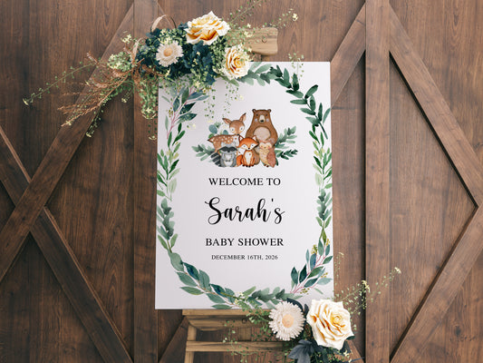 Animals Baby Shower Welcome Sign