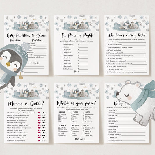 14 Winter Animals Baby Shower Games