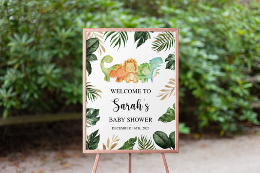 Jungle Dino Baby Shower Welcome Sign