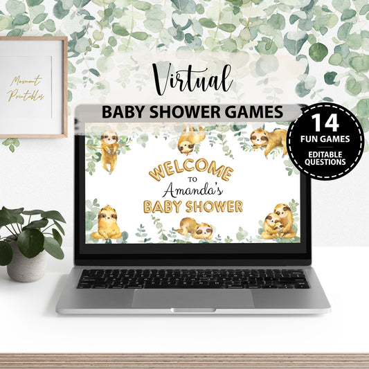 Sloth Virtual Baby Shower Games