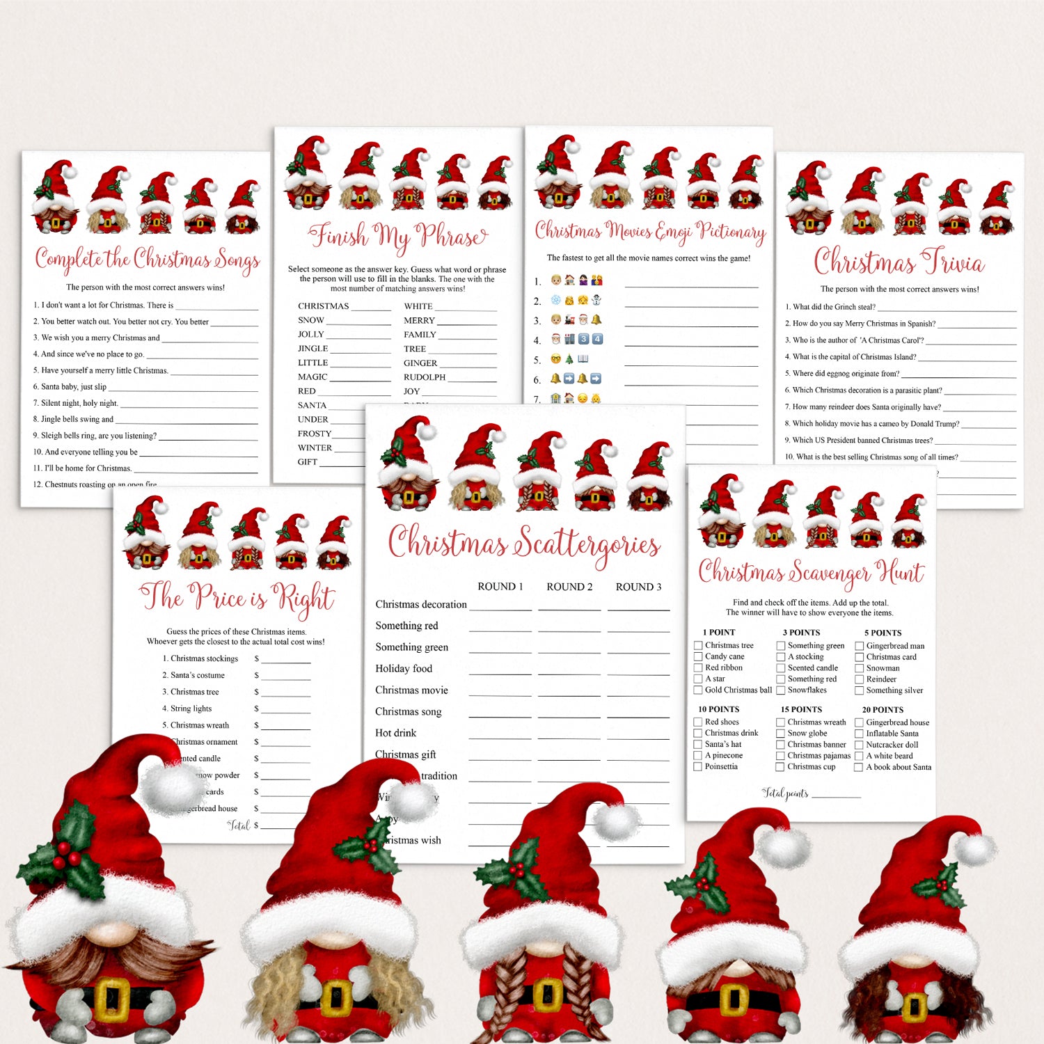 12 Gnomes Family Holiday Games