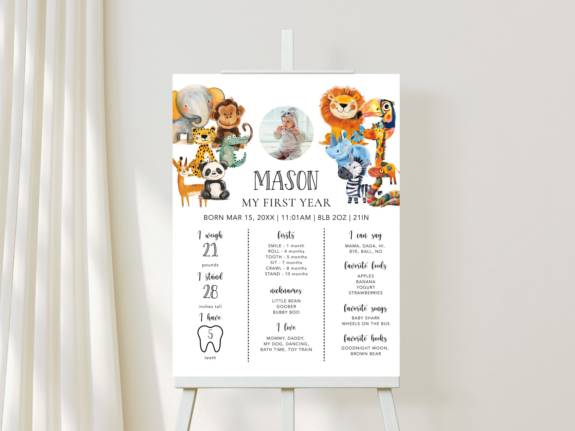 Colorful Animals Milestone Poster