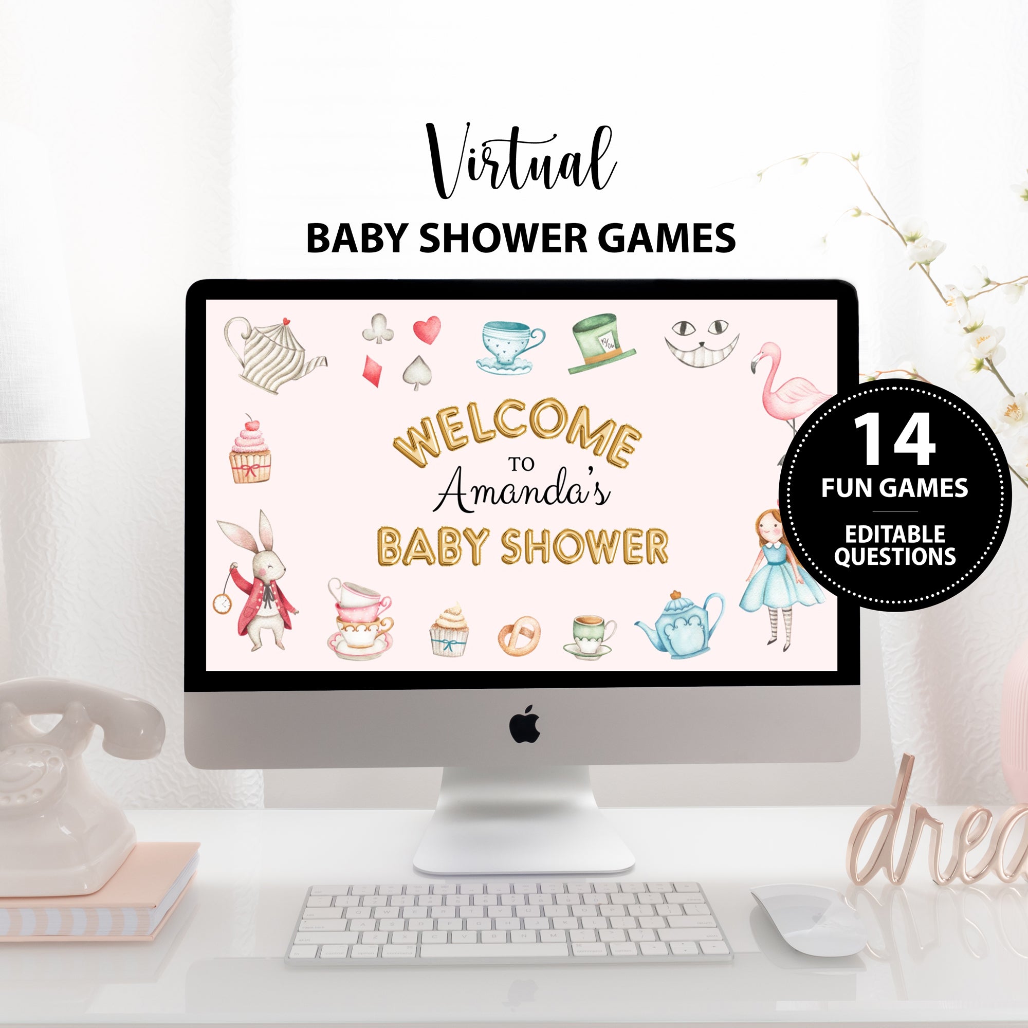 Alice in Wonderland Virtual Baby Shower Games