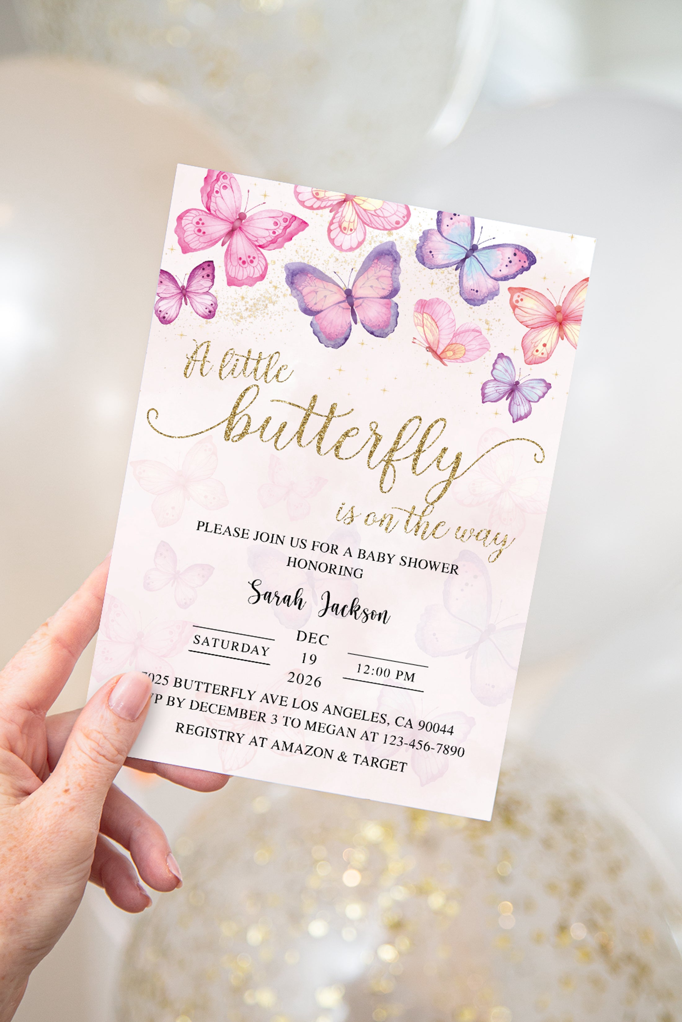 Butterflies Baby Shower Invite & Games