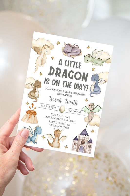 Colorful Dragon Baby Shower Invite