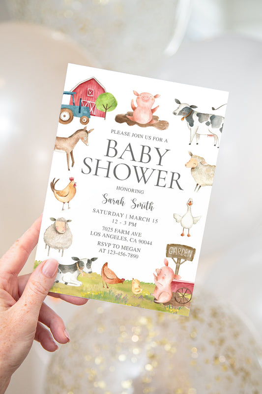 Farm Animals Baby Shower Invite