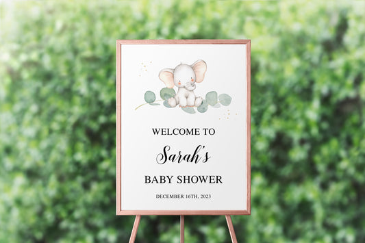 Elephant Baby Shower Welcome Sign