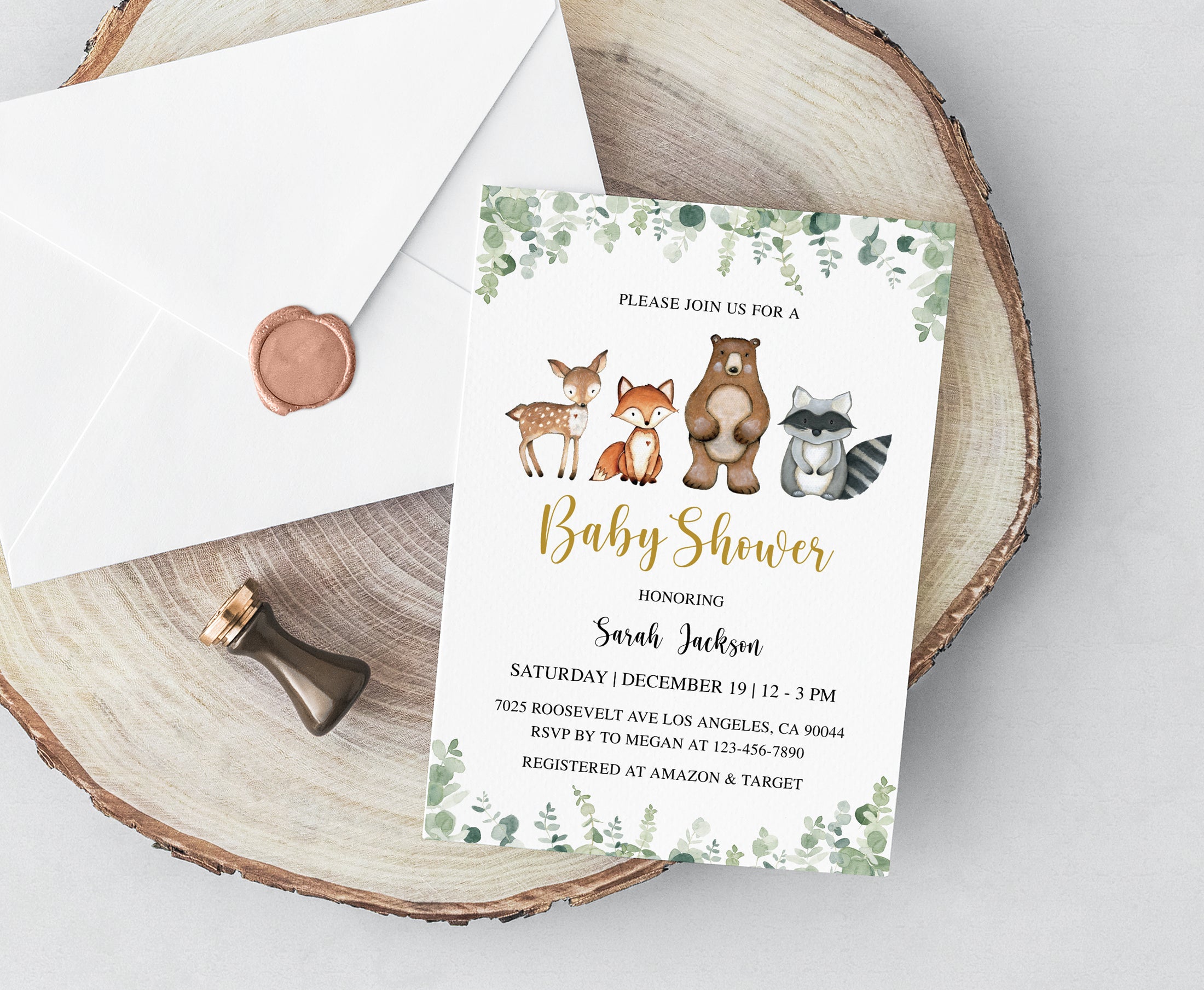 Woodland Baby Shower Invite & Games