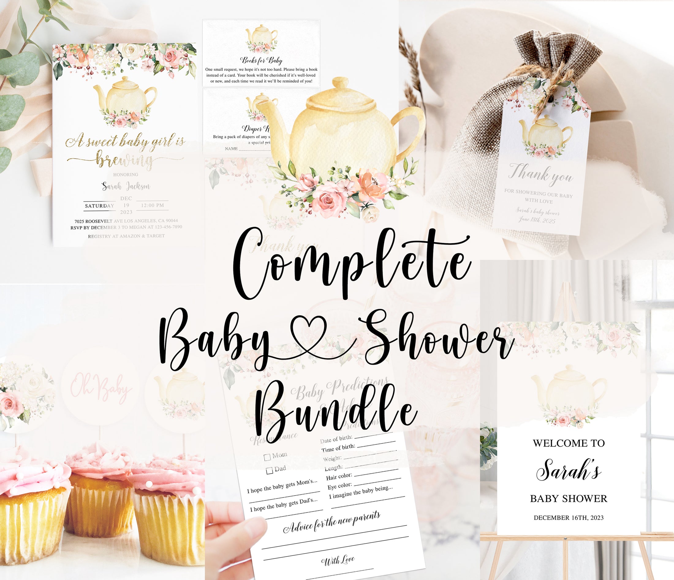 Complete Tea Party Baby Shower Bundle