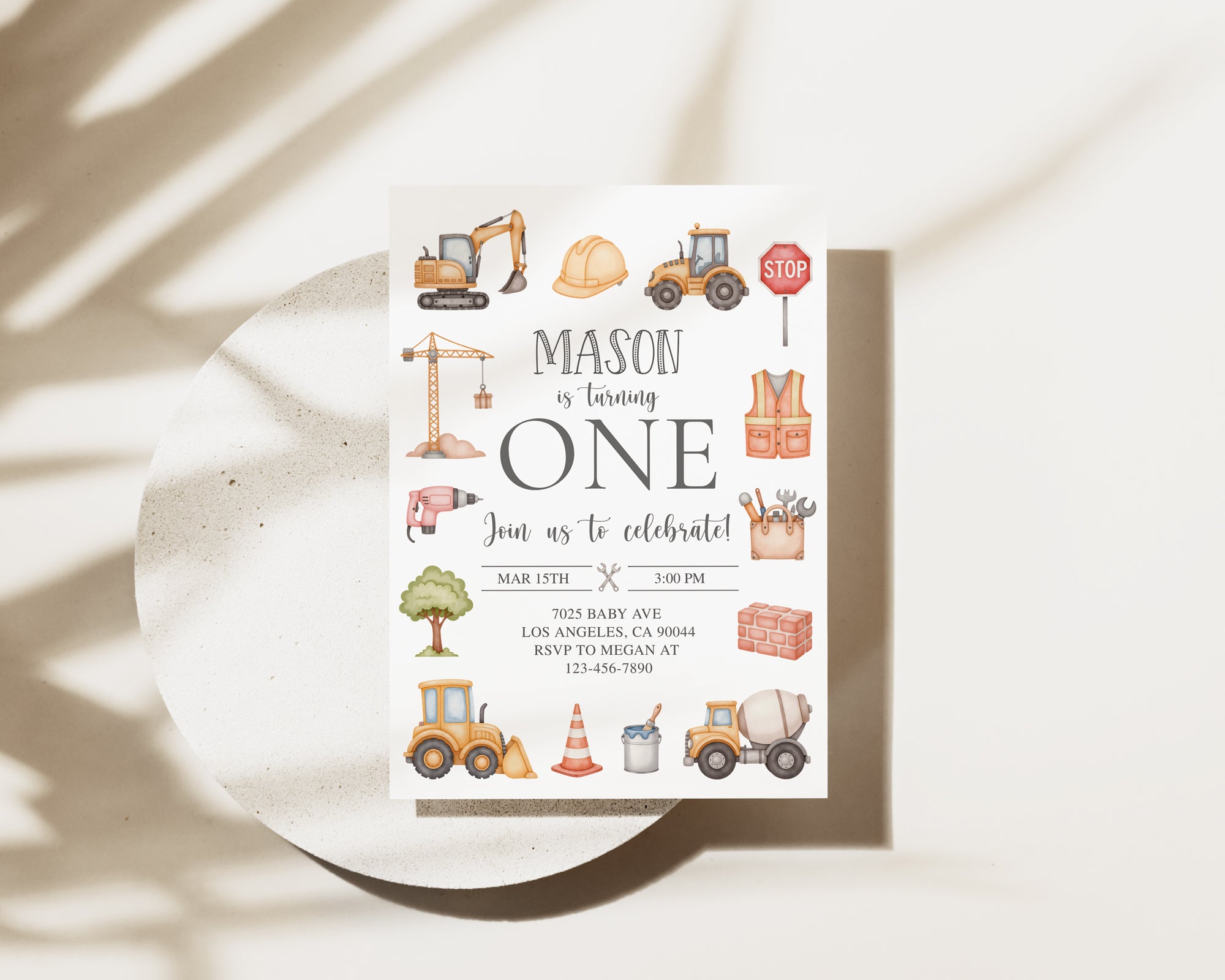 Construction Birthday Invite