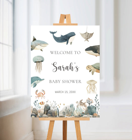 Sea Animals Baby Shower Welcome Sign