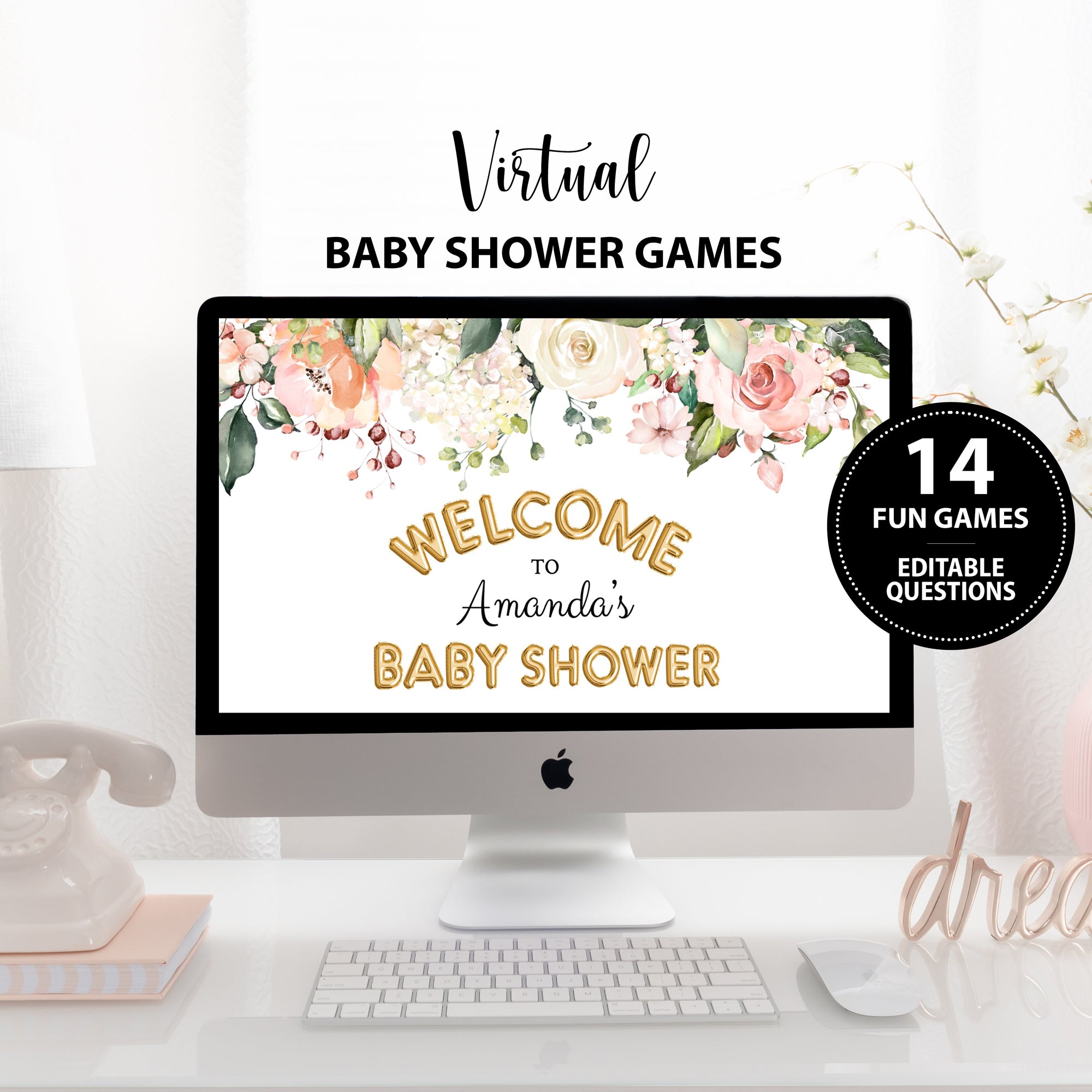 Garden Floral Virtual Baby Shower Games