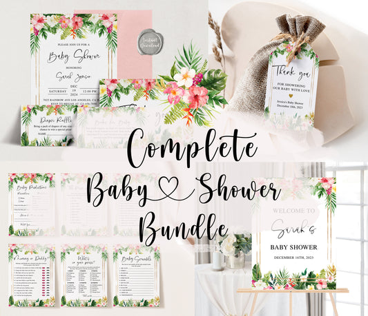 Complete Tropical Floral Baby Shower Bundle