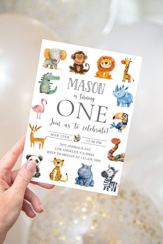 Colorful Animals Invite