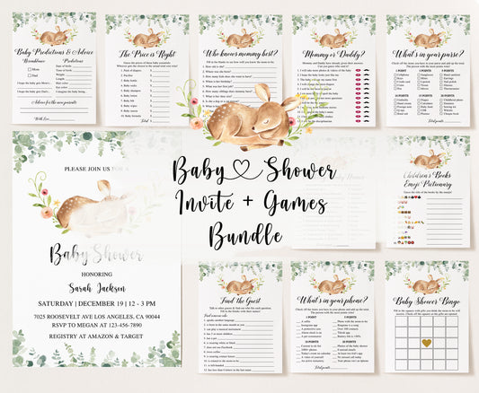 Deer Baby Shower Invite & Games