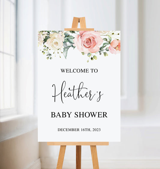 Floral Baby Shower Welcome Sign