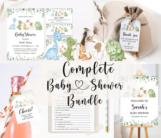 Complete Cute Dinosaur Baby Shower Bundle