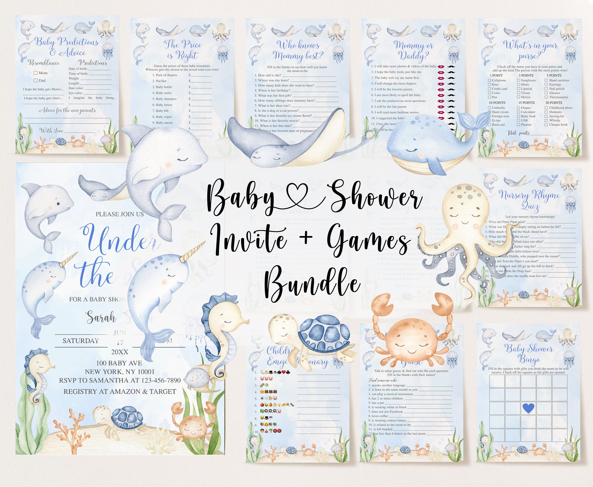 Sea Baby Shower Invite & Games