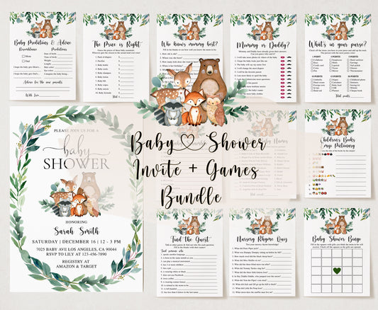 Woodland 2 Baby Shower Invite & Games