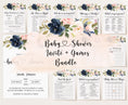 Load image into Gallery viewer, Blush Navy Floral Baby Shower Invite & Games
