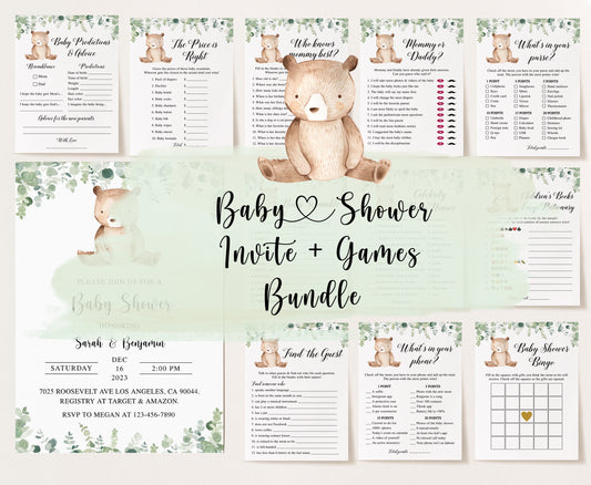 Bear Baby Shower Invite & Games