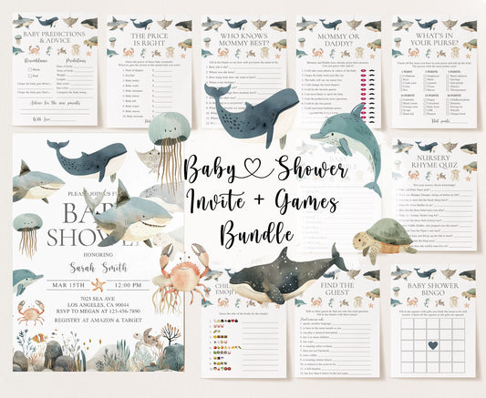 Sea Animals Baby Shower Invite & Games