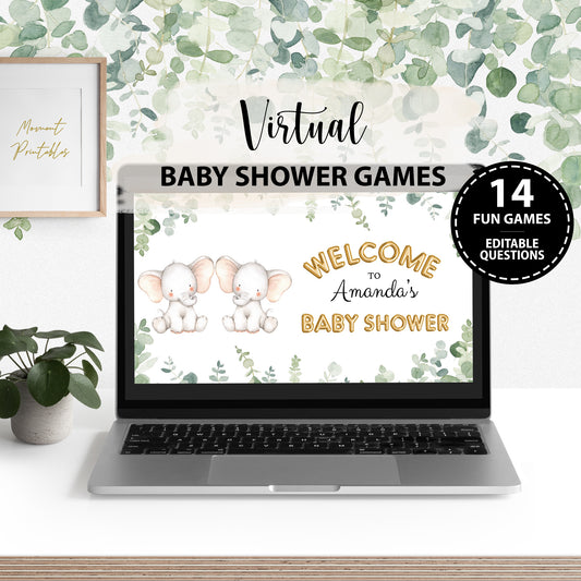 Twin Elephants Virtual Baby Shower Games