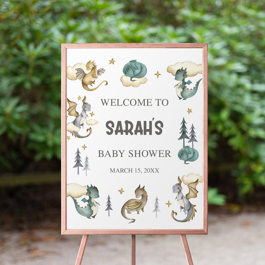 Dragon Baby Shower Welcome Sign