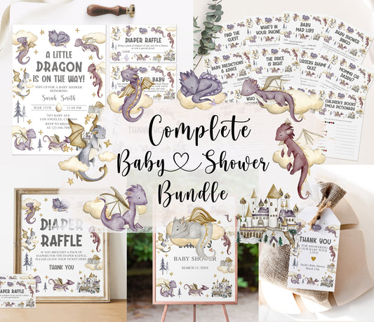 Complete Purple Dragon Baby Shower Bundle