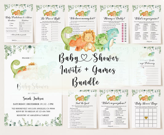 Dinosaur Baby Shower Invite & Games